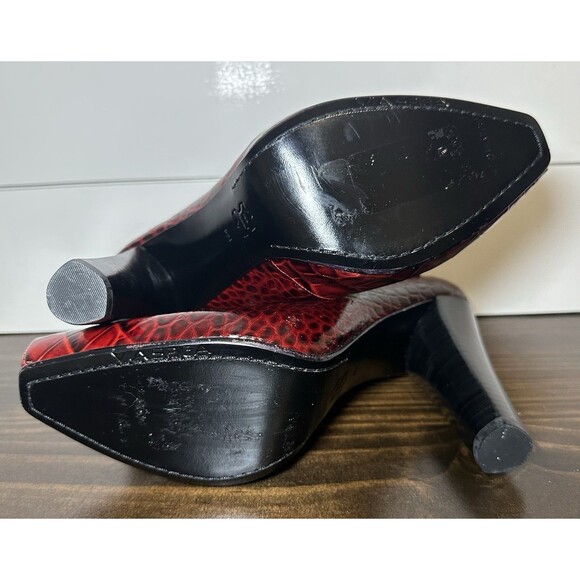 Via Spiga Animal Print Patent Red Leather Ankle Heeled Booties Women's 10 - Picture 11 of 12